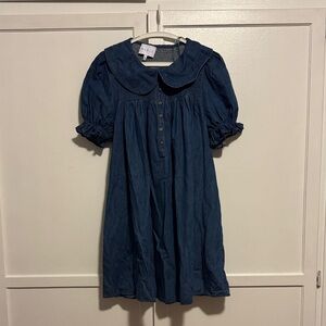Elegant Navy Blue Dress with Peter Pan Collar